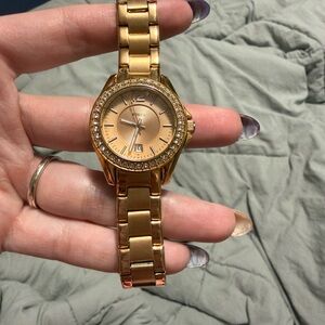 Fossil Women's Gold-Tone Watch with Crystal Accents